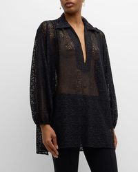BITE STUDIOS - Nuancer Summer Long-Sleeve Collared Lace Blouse - Lyst