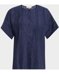 Lafayette 148 New York - Pintuck Ladder Stitch Linen Blouse - Lyst