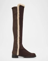 Stuart Weitzman - 5050 Cozy Gisele Shearling-Trim Suede Tall Boots - Lyst