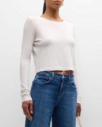 L'Agence - Benny Long-Sleeve Cropped Crewneck Tee - Lyst