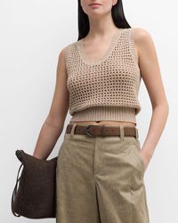 Brunello Cucinelli - Open-knit Tank Top With Sequin Detail - Lyst