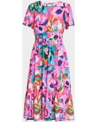 Johnny Was - Tiered Floral-Print Cotton Midi Dress - Lyst