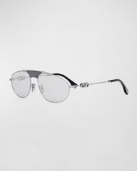 Fendi - Double-bridge Metal Oval Sunglasses - Lyst
