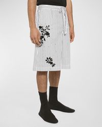 Dolce & Gabbana - Striped Floral Embroidered Shorts - Lyst