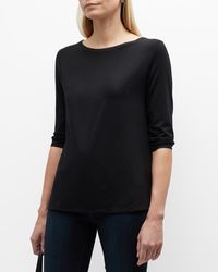 Majestic Filatures - Soft Touch 3/4-Sleeve Boat-Neck Top - Lyst