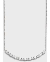 Neiman Marcus - 18k White Gold Round Diamond Smiley Bar Necklace, 0.79tcw - Lyst