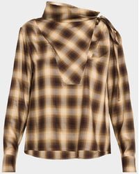 Co. - Plaid Mock-Neck Long-Sleeve Blouse - Lyst