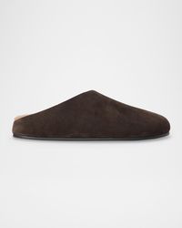 The Row - Hudson Shearling-Lined Suede Slide Mules - Lyst