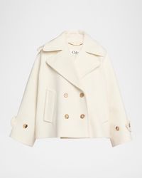 Chloé - Double-Breasted Wool Peacoat - Lyst