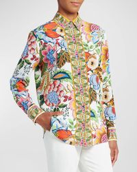 Etro - Tree Of Life Long-sleeve Floral Silk Shirt - Lyst