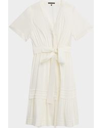 Kobi Halperin - Miranda Pintuck Tiered Linen-Silk Midi Dress - Lyst