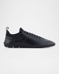 Giorgio Armani - Leather Sneaker With Knit Detail And Foldable Upper - Lyst