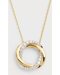 Frederic Sage - 18k Yellow And White Gold Small Halo Twist Diamond And Polished Necklace - Lyst
