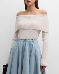 Jason Wu - Off-Shoulder Ribbed Wool Cashmere Sweater - Lyst