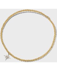 Sydney Evan - 2mm Gold Bead Bracelet With Diamond Starburst Charm - Lyst