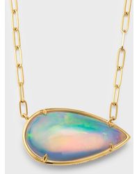 David Kord - 18k Yellow Gold Necklace With Pear Shape Opal On Paper Clip Chain, 11.06tcw - Lyst