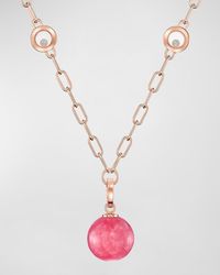 Chopard - Happy Diamonds Planet 18k Rose Gold Rhodochrosite Necklace - Lyst