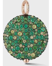 WALTERS FAITH - 25mm Large Pebble Pendant In 18k Rose Gold And Green Emeralds - Lyst