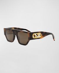 Fendi - O'Lock Flat-Top Nylon Square Sunglasses - Lyst