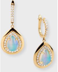 David Kord - 18k Yellow Gold Earrings With Pear-shape Opal And Diamonds, 3.0tcw - Lyst