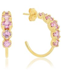 Jennifer Meyer - 18k Gold Graduated Pink Sapphire Small Hoop Earrings - Lyst