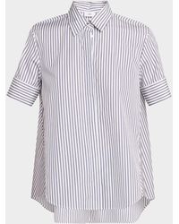 Adam Lippes - Charlie Striped Short-Sleeve Button-Down Top - Lyst