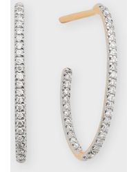 Ginette NY - 18k Rose Gold White Diamond Eclipse Hoop Earrings - Lyst