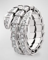 BVLGARI White Gold And Diamond Serpenti Viper Ring - Metallic