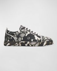 Christian Louboutin - Louis Junior Leather Petunia-Print Low-Top Sneakers - Lyst