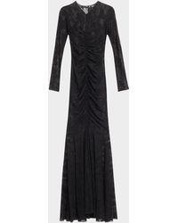 Norma Kamali - Shirred Floral Lace Fishtail Gown - Lyst