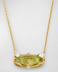 Lisa Nik - 18K Marquise Peridot And Diamond Necklace - Lyst