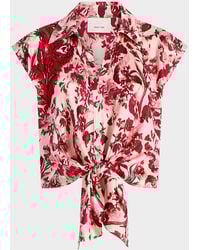 Cinq À Sept - Marianna Floral Ribbons Tie Top - Lyst