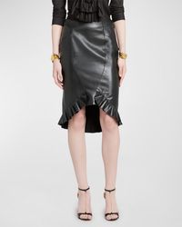 Tom Ford - Quanteria Leather Ruffle Godet Asymmetric Skirt - Lyst