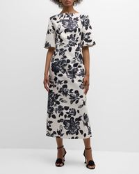 Emilia Wickstead - Kora Floral-print Short-sleeve Midi Dress - Lyst