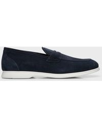 Kiton - Calfskin Suede Penny Loafers - Lyst