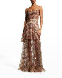 Bronx and Banco - Midnight Gold Sequin Tulle Gown - Lyst