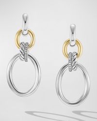 David Yurman - Dy Mercer Earrings With Diamonds And 18k Gold In Silver, 2"l - Lyst