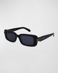 Ferragamo - Gancini Evolution Acetate & Metal Rectangle Sunglasses - Lyst