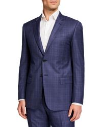 Emporio Armani Men's G Line Plaid Two-piece Suit - Blue