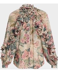 Kobi Halperin - Esme Floral-Print Ruffle Blouse - Lyst