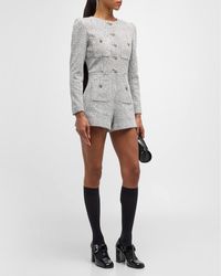 Alice + Olivia - Shiloh Button-Front Tweed Romper - Lyst