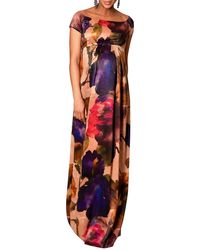 TIFFANY ROSE - Maternity Aria Watercolor Cap-Sleeve Gown - Lyst