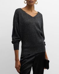 Lafayette 148 New York - Heathered V-Neck Sequin Sweater - Lyst