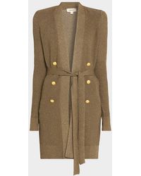 L'Agence - Noe Double-Breasted Metallic-Knit Cardigan - Lyst