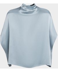 LAPOINTE - Fluid Mock-Neck Satin Cape Tee - Lyst