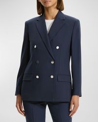Theory - Boxy Double-Breasted Wool-Blend Jacket - Lyst