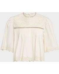Sea - Larissa Embroidered Short-Sleeve Crop Top - Lyst