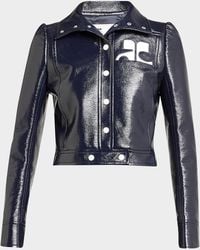 Courreges - Textured Vinyl Crop Jacket - Lyst