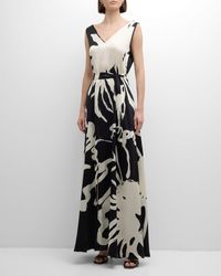 Kiton - Floral-Print Silk Sleeveless Maxi Dress - Lyst