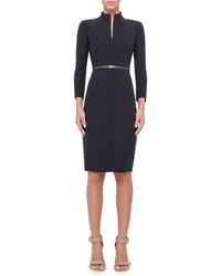 Akris - Split-neck Double-face Wool Sheath Dress - Lyst